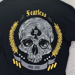 NEW Zero‎ Foxtrot T Shirt Men Small Black Yellow Skull FEARLESS Stay Zero Casual